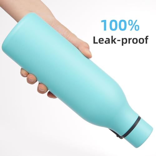 Image of Konokyo Insulated Water Bottle with Strap,25 oz Double Wall Stainless Steel Vacuum Bottles Metal Water Flask,Turquoise