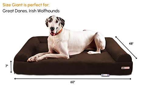Big Barker 7" Orthopedic Dog Bed Sofa Edition - Dog Beds For Large Dogs Made With Orthomedic Foam - Chocolate, Giant - Supports Joints, Boosts Quality Of Life, And Better Rest, Made In Usa #TOP1