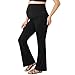 Risipu Women Maternity Pants High Waisted Soft Stretchy Pregnancy Wide Leg Trousers Comfortable Over Bump Work & Lounge Pants with Pockets (UK, Alpha, S, Regular, Regular, Black)