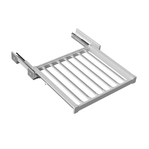 Above Washing Machine Drying Rack,Aluminium Alloy Hidden Pull Out Trousers Rack Drawer,with 3-Section Damping Slide Rail,35kg Capacity(White,Width 39-54 cm)