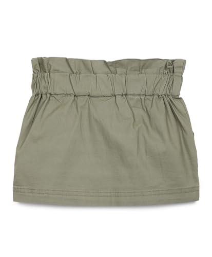 Image of Under Fourteen Only Girls Paper Bag Waist Band Embroider Skirt | Woven | Stylish, Trendy & Morden Look for Young Girls (, Olive)