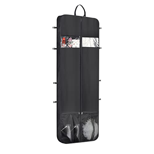 Syeeiex Wedding Dress Bag Long Dress Bag Cover 72 Inch Garment Bag Clothes Cover with 4 Large Pockets and PVC Transparent Window for Wedding and Feast 1 Pack