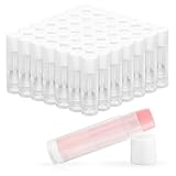 RAINFLOW 50 PCS Lip Balm Containers - Lip Balm Tubes Empty BPA Free Clear Empty Lipstick Tubes with White Caps for DIY Homemade Lipsticks, Homemade Solid Perfume, and Making Gifts (5 g each)