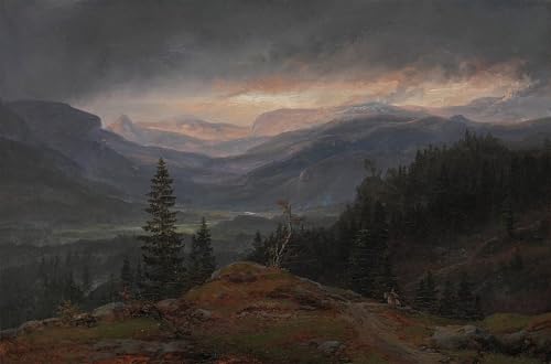 Vue sur Hallingdal Johan Christian Dahl Toile Contre les Murs Vides de Bureau 60x90