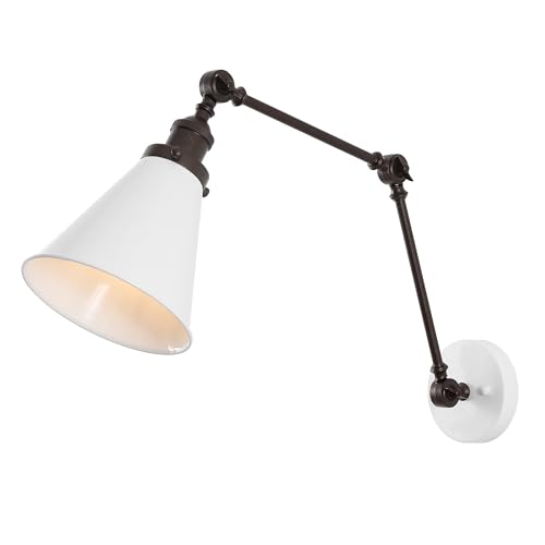 Image of JONATHAN Y Rover 1-Light Wall Sconce 7 inch, White /Oil Rubbed Bronze