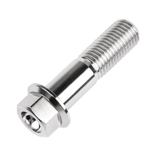 Image of Titanium Bolt M12 30 35 40 45 50 55 60 65 70 75 80 85 90mm Hex Small Flange Head for Motorcycle Car Modification Pack of 4 (M12x45mm Pitch 1.5, Silver)