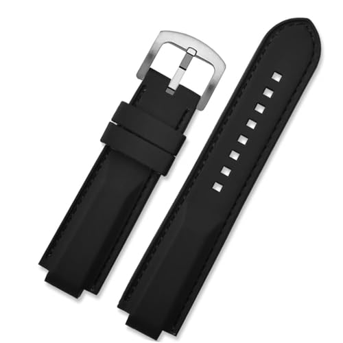 Bracelet silicone 22mm étanche noir pour série 25500TN 25600TN confortable