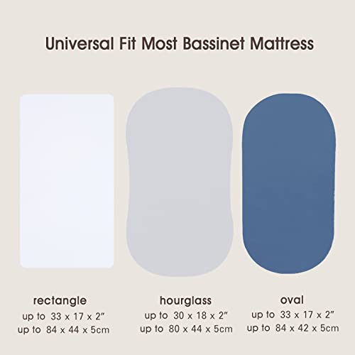 Image of David's Kids 3 Pack Bassinet Sheets, Ultra Soft Breathable Cradle Sheets for Boys Girls Neutral,Univeral Fit for Most Cradle and Bassinet Mattress, White & Light Grey & Navy Blue