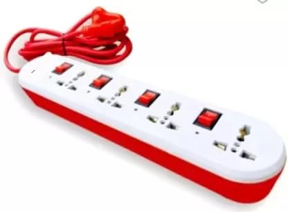 BAHUL 4+4 PVC Strip Extension 2 Meter Long Wire Extension 4 Socket Extension Boards (White, 2 m)