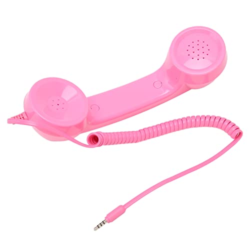 3,5-mm-Retro-Telefonhörer, Vintage-Retro-Telefonhörer, ABS-Handyhörerempfänger, für Mobiltelefone mit 3,5-mm-Anschluss (Rosa (22,3 cm/8,8 Zoll))