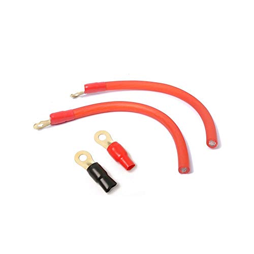 Davitu Cables, Adapters & Sockets - Stereo Audio Cable Gauge Set Screw Ring Terminals Pair Nickel Silver w Heat Shrink with 2 0GA Terminals 30cm Accessories