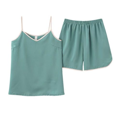 Ofertas Flash Del Dia Pijama Mujer Verano,Conjunto de Pijamas Mujer Verano Camisolas con Tirantes Finos y Pantalones Corto Conjuntos Ropa Dormir Dos Piezas Casual de Verano Suave Cómodo Traje de Casa