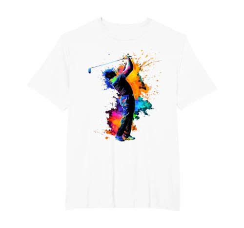 Colorful Golfer Golf Golfing T-Shirt, Men's Big and Tall, White, 6X Tall