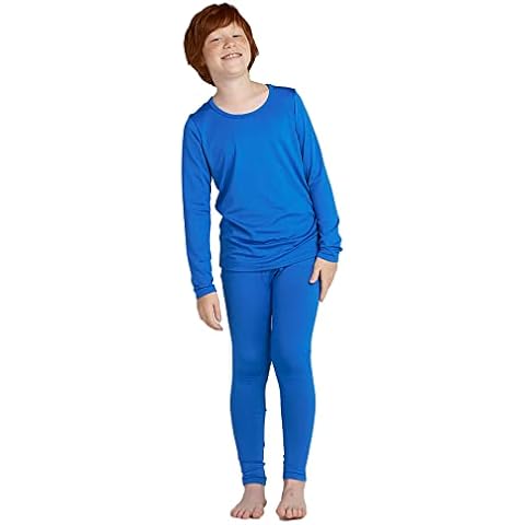 LAPASA Boy's Thermal Underwear Set, Fleece Lined Kids Base Layer Long Sleeve Soft Top & Bottom B03, Blue, 5-6 Years Cover