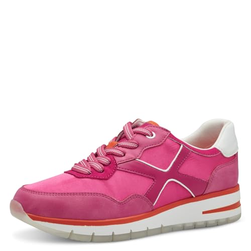 MARCO TOZZI Damen Sneaker flach mit Schnürsenkeln Freizeit, Rosa (Pink Comb), 42 EU
