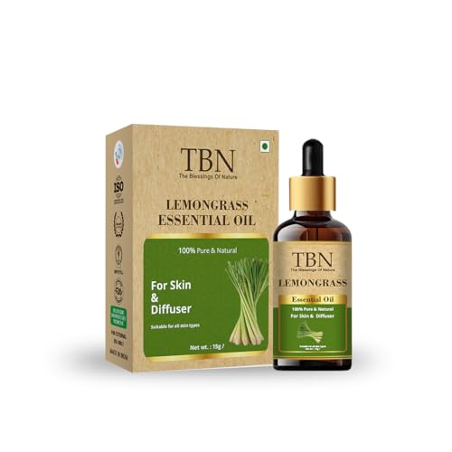 Image of TBN 100% Pure and Natural Lemongrass Essential Oil For Skin, Hair Growth, Bathing, Diffuser | Lemongrass Aroma Oil for Home Fragrance | Best for Aromatherapy | Helps in meditation - 15ML