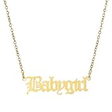 FORUBUS Elegant Old English Font Babygirl Pendant Necklace - Clavicle Chain Necklaces Jewelry for Women-gold
