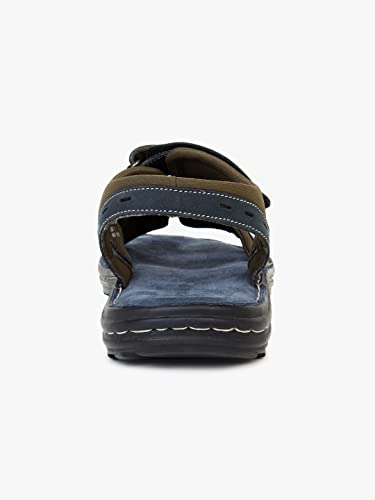 Image of MARDI GRAS Dayton (6477 Blue) | Men's Genuine Leather Floater Double Strap Sandal With Cushioned Footbed