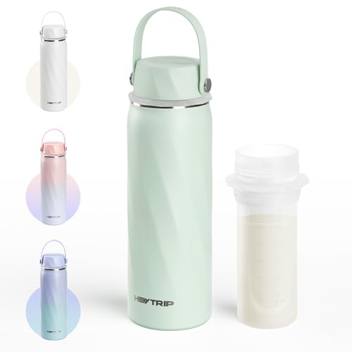 Image of HEYTRIP Vacuum Insulated Breastmilk Cooler Bottle, 20oz Stainless Steel Portable Breastmilk Chiller, Reusable Storage Container Keeps Milk Fresh for 36+ Hours, TSA Approved, FSA Eligible, Mint Green