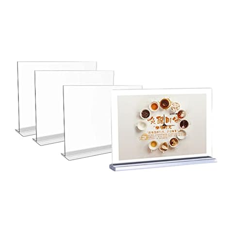 Displaypro A4 Clear Landscape Double Sided Acrylic Menu Desktop Counter Poster Holder Sign Display Stand Copyholder 4 PC (Clear Horizontal Version 4PC) Cover