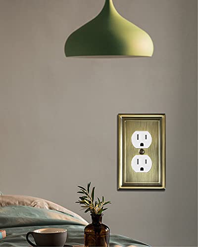 Zillsea Outlet Covers Wall Plate, Single Duplex Wall Plate Cover, Metal Electrical Outlet Cover Plates, Antique Brass, 1-Gang, 4 Pack, Midsize #TOP6