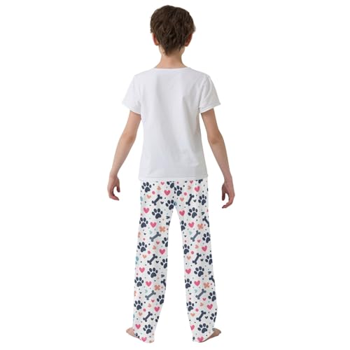 Paw Bone and Hearts 1 Long Pajama Pants Bottoms Soft Sleepwear with Pockets3