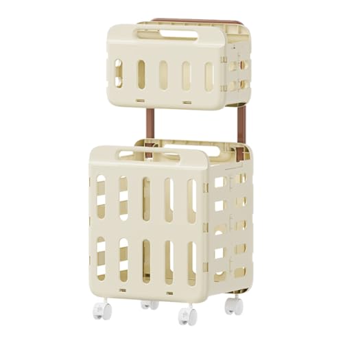 Panier à linge roulant pliable à double couche pour dortoir et chambre