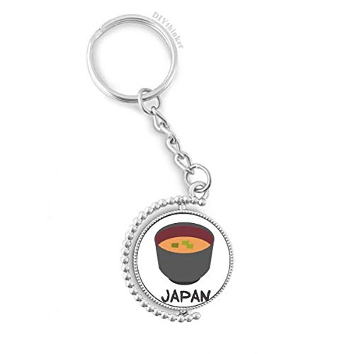 Soupe Miso rotatif clé anneau porte-keyholder multicolore pour amateurs d'art culinaire japonais