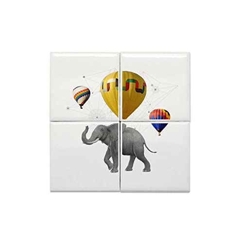 Carreaux céramique éléphant montgolfière pour créer une ambiance surréaliste dans la chambre