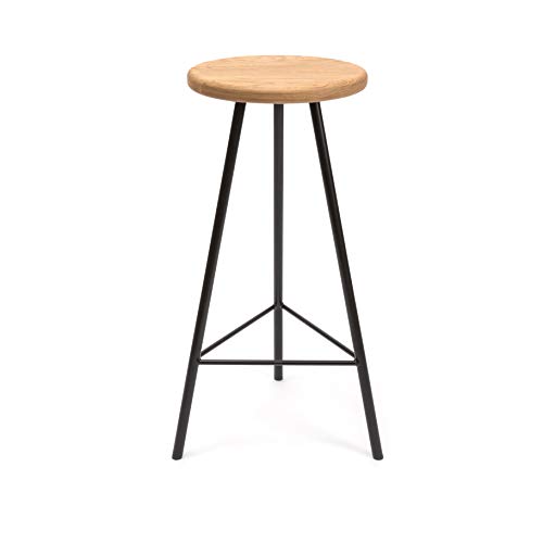 The Hairpin Leg Co. [HLC] Nord Hocker  Schlichter skandinavischer Stil  Massiveiche und geometrisches Stahldesign  Für passende Bars und Theken [73cm,Schwarz]