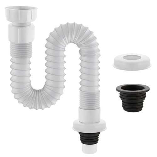 XFSRG Tubo Flexible de Desagüe Lavabo Extensible 0,32–0,78 m Conexiones 41/32 mm Incluye Tapa Decorativa y Junta Estanca Apto para Baño y Cocina