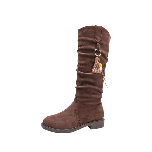 Bottes plissées décontractées femme marron bout rond 37.5