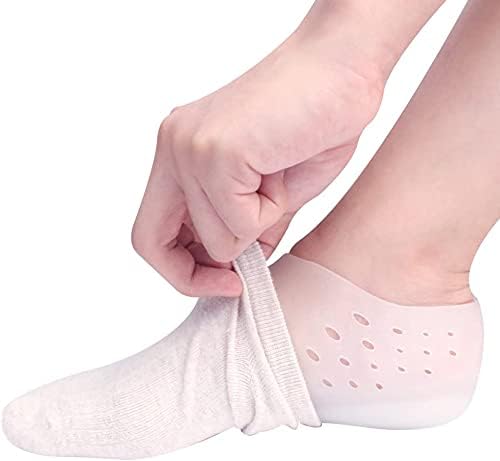 1 Inch Height Increase Gel Sleeves - Silicone Heel Socks - Invisible Heel Protector (with Holes, 2 Pairs)