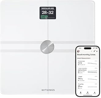 WITHINGS Body Comp - Scale for Body Weight and Complete Body Analysis, Wi-Fi & Bluetooth Scale with Color Screen, Digital Scale with Accurate Visceral Fat, Heart Heath - Compatible with Apple Health
