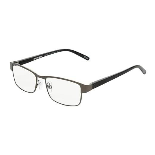 Foster Grant Men's Leo Square Reading Glasses, Gunmetal/Transparent, 59 mm + 2.5