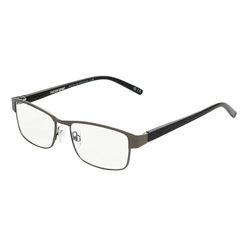 Foster Grant Men's Leo Square Reading Glasses, Gunmetal/Transparent, 59 mm + 2.5 by Foster Grant - Used condition - US$12.83