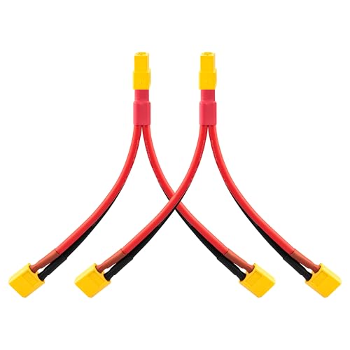 XT60 Y Splitter Cable, 12AWG 6.5inches 1 Female to 2 Male Parallel Connector, High-Temp Silicone Wire for RC Drones, FPV, Quadcopters, and DIY Electronics