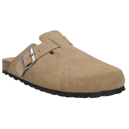 NAVARRO Women’s Suede Slippers – Premium Italian-Style Indoor/Outdoor Slip-On House Shoes – Anatomic Cork Footbed, Arch Support & EVA Sole – Made in Europe