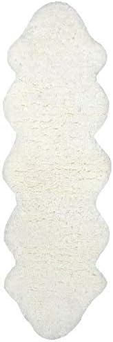 Miniatura 6 de nuLOOM Alfombra de pelo largo de piel de oveja doble, 2 pies 6 pulgadas x 8 pies, natural, rectangular, 1.35 pulgadas de grosor