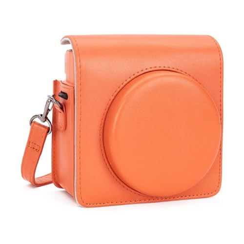 Fotocamera istantanea Custodia Protettiva Compatibile con Instax SQUARE SQ 1 Istantanea Soft PU con cinturino a spalla Terracotta arancione pelle