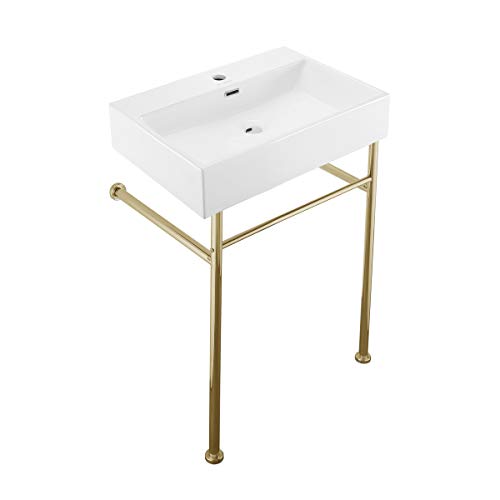 Swiss Madison Well Made Forever SM-CS721, Claire 24\" Ceramic Console Sink In Glossy White Basin - Thumbnail 5