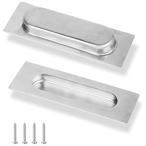 Gtwinsone 2 Pcs Flush Door Handles Cabinet Pulls Recessed Sliding Door Handles Concealed Stainless Steel Flat Sliding Door Pull Handles for Doors Cupboard Wardrob Drawers Rectangular Handles Cover