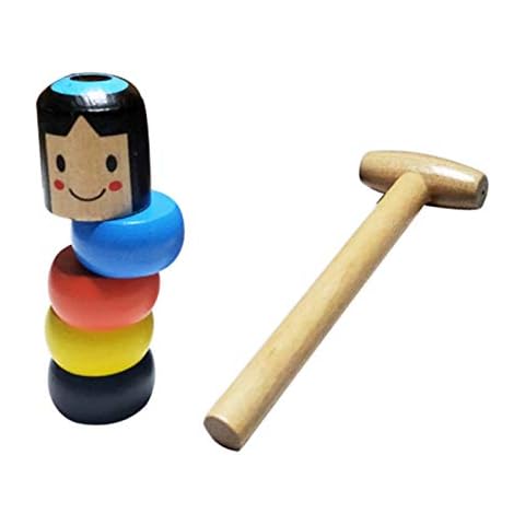 Wooden Man Magic Toy, Unbreakable Wooden Tricks Funny Toy, Immortal Daruma Toys, Funny Wooden Toy Doll Puppet, Stage Magic Tricks Prop for Kids Children Suitable for Children to Play Cover