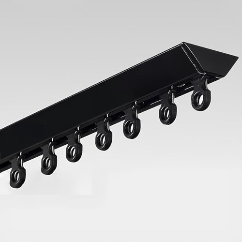 Riel de cortina de aluminio en S negro de 100 cm silencioso 2