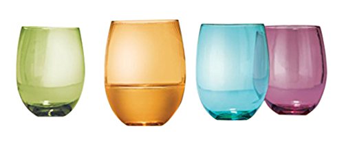 Tuscana Asst Color 14oz Stemless Wine Glass S/4