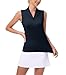 YSENTO Women's Sleeveless Golf Shirts Summer Fashion Cute Polo Tops UPF 50 Dry Fit Lapel Collar V Neck Clothes Navy S