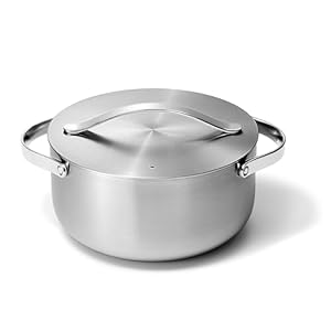 Caraway Stainless Steel Dutch Oven (4.5 Qt) – 5-Ply Stainless Steel – Oven Safe & Stovetop Agnostic – Non Toxic, PTFE & PFOA Free