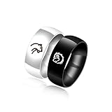 8mm Black Stainless Steel Lion Ring Couple Wedding Engagement Promise Band for Men Him Y1722 (Black, Size 10)