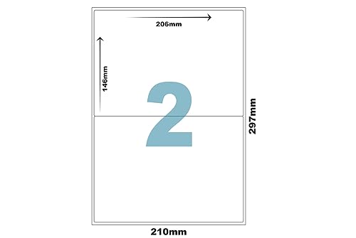 Mehta Envelope Mfg Co Premium Pre-Cut & Self-Adhesive Labels for Inkjet,Laser & Copier A4 Size - 2 UP-100 Sheets ME-305 (2-Up, 210x297mm)