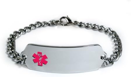 Pregnant Medical ID Alert Bracelet with Embossed Emblem from Stainless Steel. Style: Classic Wide, Premium Series.